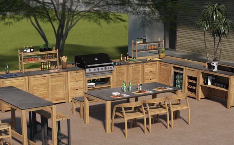 BBQ Cabinet Unit Trolley on Wheels | Bari - Image 2