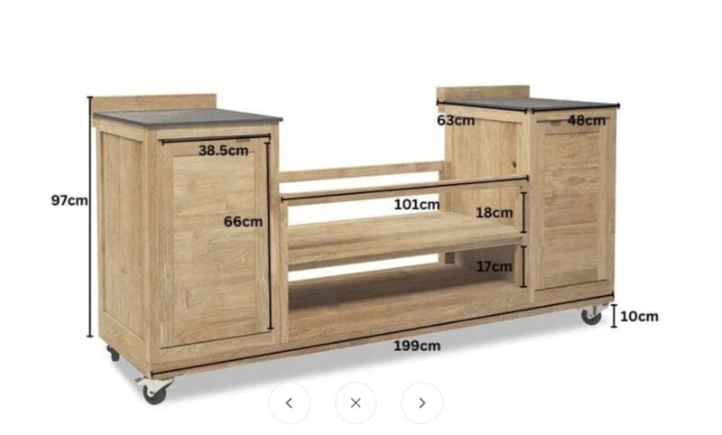 BBQ Cabinet Unit Trolley on Wheels | Bari - Image 3